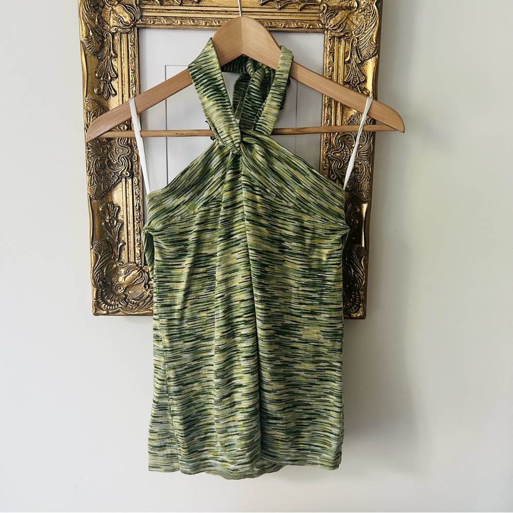 Green Knit Tube Top with Neck Tie